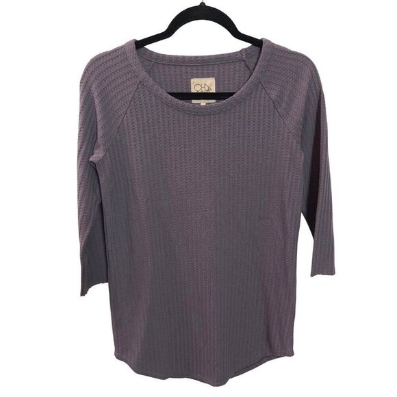 CHASER Thermal Waffle Knit Long Sleeve Tee Pullover Top S Solid LS T-Shirt Tunic - Picture 1 of 5